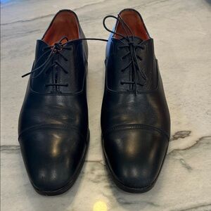 Santoni Classic Black Leather Derbys